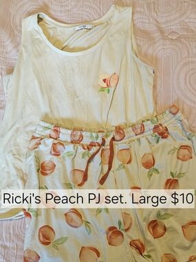 Ricki's Cream Sleeveless Peach-Print Pajama Set